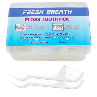 Купить Флосс-зубочистки в пластиковом футляре 50 шт/уп  оптом